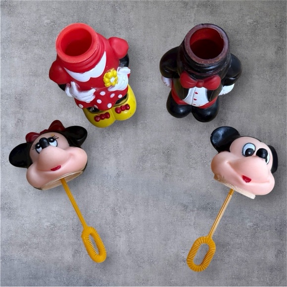 Vintage Mickey and Minnie Mouse 1986 Bubble Blowers Tootsie Toy - Walt Disney Co - Picture 7 of 8